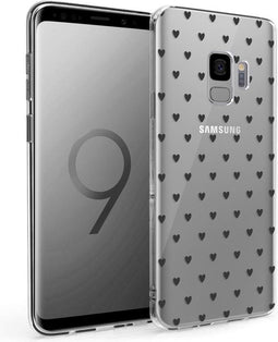 iMoshion Hoesje Geschikt voor Samsung Galaxy S9 Hoesje Siliconen - iMoshion Design hoesje - Transparant / Zwart / Hearts All Over Black