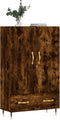 vidaXL - Hoge - kast - 69,5x31x115 - cm - bewerkt - hout - gerookt - eikenkleurig
