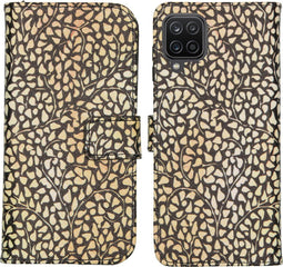 iMoshion Hoesje Geschikt voor Samsung Galaxy A12 Hoesje Met Pasjeshouder - iMoshion Design Softcase Bookcase - Goud / Zwart / Allover de luxe