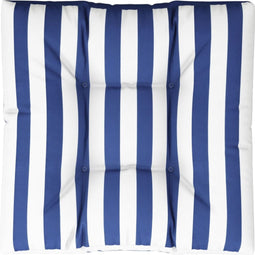vidaXL - Palletkussen - gestreept - 80x80x12 - cm - stof - blauw - en - wit