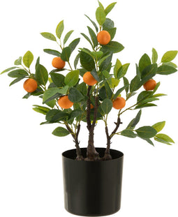 J-Line sinaasappelboom in pot - kunststof - oranje/groen - small