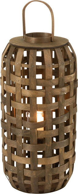 J-Line lantaarn Cylinder - hout - donkerbruin - small