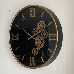 Wandklok modern - zwarte klok - wandklok goud 60 cm