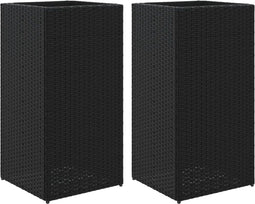 vidaXL - Plantenbakken - 2 - st - 40x40x80 - cm - poly - rattan - zwart