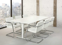 Rechthoekige vergadertafel Teez design 200x100cm bladkleur Havanna framekleur Zwart (RAL9005)