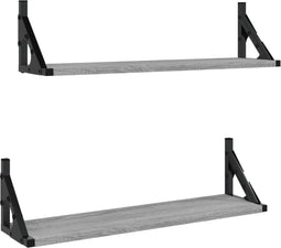 vidaXL - Wandschappen - 2 - st - 60x15x15,5 - cm - grijs - sonoma - eikenkleurig