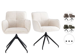 2x Criks Design Draaibare Eetkamerstoel Charly - 60 x 62 x 84 cm - Beige