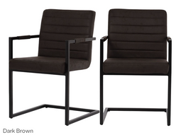 2x Dutchbone Eetkamerstoel - Donker Bruin - 57x58x70cm