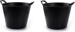 2x Flexibele emmers/wasmanden zwart 42 liter - Opbergmanden - Wasmanden - Flexibele emmers
