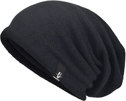 2x Gebreide katoenen slouch beanie herenmuts met doodshoofdmuts voor de winter en de zomer