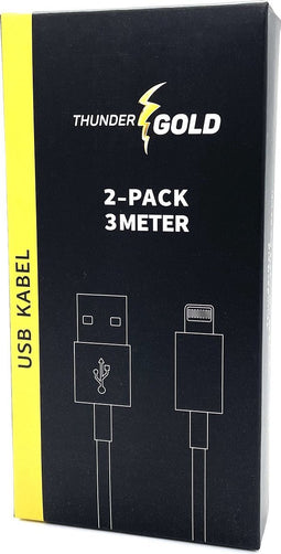 2x Oplader kabel 3 Meter geschikt voor iPhone - Gevlochten Zwart - Kabel geschikt voor lightning - USB kabel - Lader kabel