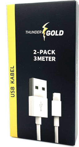 2x Oplader kabel 3 meter geschikt voor iPhone - Kabel geschikt voor lightning - Oplaadkabel - USB kabel - Lader kabel