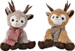 2X Pluche Hert met sjaal assorti