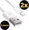 2x Premium iPhone oplader kabel 3 METER lang geschikt voor Apple iPhone - iPhone kabel - iPhone oplaadkabel - iPhone snoertje - iPhone lader – iPhone laadkabel