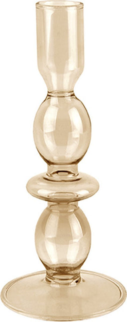 2x Present Time Candle Holder Glass Art Bubbles Medium Sand brown