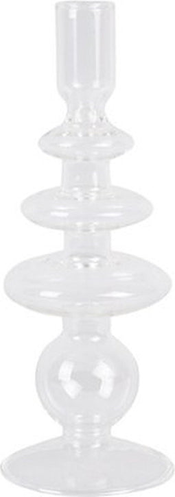 2x Present Time Candle Holder Glass Art Rings Large Clear