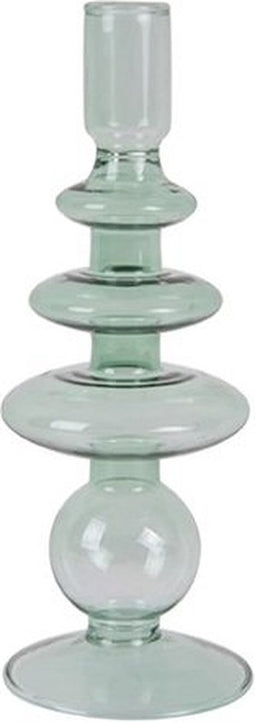 2x Present Time Candle Holder Glass Art Rings Large Green