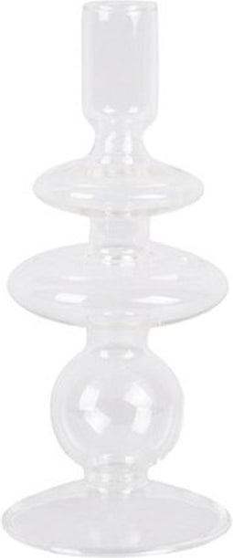 2x Present Time Candle Holder Glass Art Rings Medium Clear