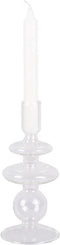 2x Present Time Candle Holder Glass Art Rings Medium Clear