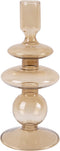2x Present Time Candle Holder Glass Art Rings Medium Sand brown