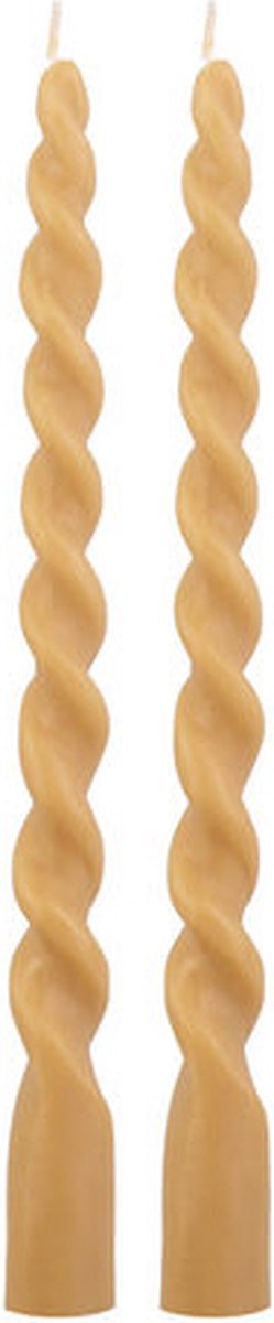 2x Present Time Dinner candle set van 2 Twirl Sand Brown