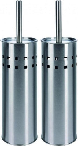 2x RVS toiletborstel houder 39 cm - Toiletborstelhouders/wc-borstelhouders voor toilet - Schoonmaakproducten