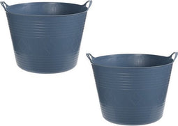 2x stuks flexibele kuip emmer/wasmand rond blauw 43 liter - Opbergmanden Donker Blauw