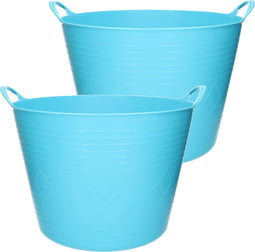 2x stuks flexibele kuip emmer/wasmand rond blauw 43 liter - Opbergmanden