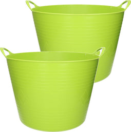 2x stuks flexibele kuip emmer/wasmand rond fel groen 43 liter - Opbergmanden
