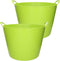 2x stuks flexibele kuip emmer/wasmand rond fel groen 43 liter - Opbergmanden