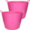 2x stuks flexibele kuip emmer/wasmand rond roze 43 liter - Opbergmanden