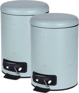 2x stuks mintgroene vuilnisbakken/pedaalemmers met spikkels 3 liter - kleine prullenbakken