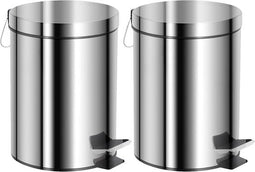 2x stuks pedaalemmer 5 liter van 20 x 28 cm RVS - kunststof verwijderbare binnen emmer met handvat