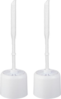 2x Toiletborstel - Wcborstel kunststof -Toiletborstel in houder - Toiletborstelhouder - Wc borstel - borstel - Roestvrij - Wit 10.5x 33x 6 cm