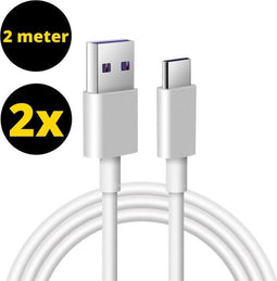 2x USB C kabel 2 Meter - USB C naar USB A kabel - USB naar USB C kabel