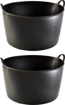 2x Zwarte wasmanden/flexibele emmers 55 liter - Opbergmanden - Draagmanden 53 cm