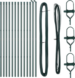 vidaXL - Hekposts - 13 - stuks - Groen - Ø32 - mm - 200 - cm - Gegalvaniseerd - lood