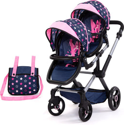 Bayer Design Twin Xeo - Tweeling poppenwagen - Verstelbare handgreep en zonneschermen - Multicolor