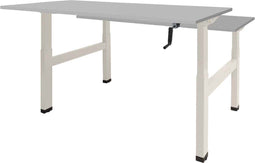 Dextro zit/sta hoogte slinger verstelbare Duo werkplek, bladmaat 2 x 160 x 80 cm., frame kleur aluminium RAL 9006 blad 25 mm. melamine Honey Castello