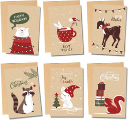 Partizzle® 36x Kraft Luxe Kerstkaarten - Duurzame Wenskaarten - 10x15 cm (36 stuks)