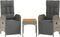 vidaXL - Tuinstoelen - 2 - st - verstelbaar - met - tafel - poly - rattan - grijs