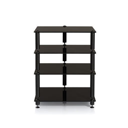NorStone Bergen 2 - Audiomeubel - 4 glazen planken - Zwart hoogglans