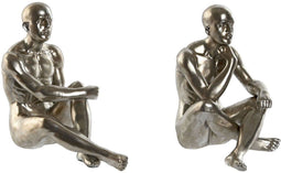 Decoratieve figuren Home ESPRIT Gouden Zilverkleurig 19 x 13,5 x 22 cm (2 Stuks)