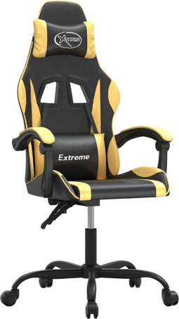 vidaXL - Gamestoel - draaibaar - kunstleer - zwart - en - goud