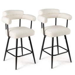Coast Set van 2 Barkrukken - Wit/Zwart - 360° Draaibaar - Zithoogte 69 cm