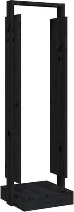 vidaXL - Houtblokhouder - 33,5x30x110 - cm - massief - grenenhout - zwart