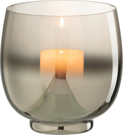 J-Line windlicht Rond - glas - grijs/zilver - medium