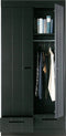 WOOOD Connect Kledingkast 2-Deurs met Lade- Grenen - Zwart - 195x94x53