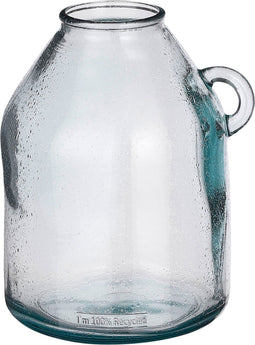 Mica Decorations Sitia Fles Vaas - H26 x Ø21 cm - Gerecycled Glas - Lichtblauw