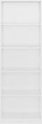 vidaXL - Boekenkast - 5 - schappen - 60x24x175 - cm - bewerkt - hout - hoogglans - wit